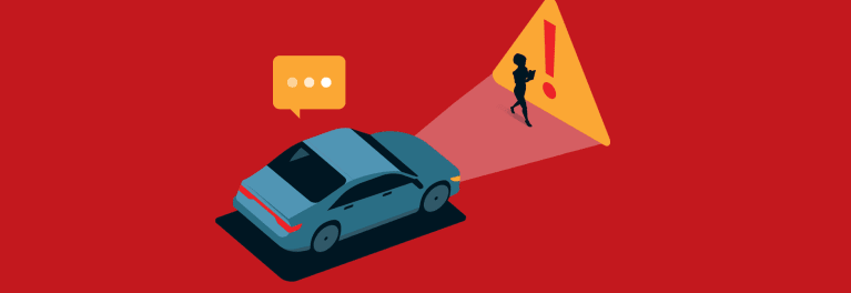 A graphic of a car and a traffic sign.