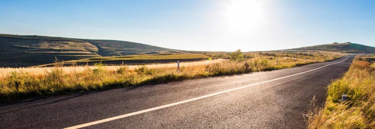 A long, country road