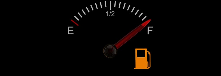 Should you keep your gas tank full? Photo of a gas gauge showing a full tank.