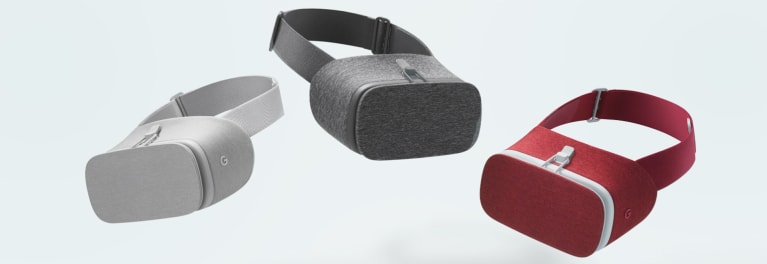 This is a photo of three Google Daydream VR headsets.