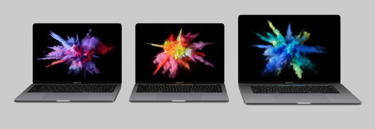 Three of Apple's new Macbook Pro computers