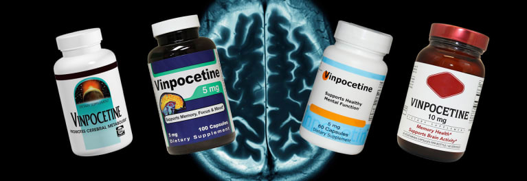 Vinpocetine pill bottles. The illegal prescription drug vinpocetine was found in memory supplements sold at GNC and Vitamin Shoppe.