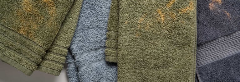 Towels stained with benzoyl peroxide.